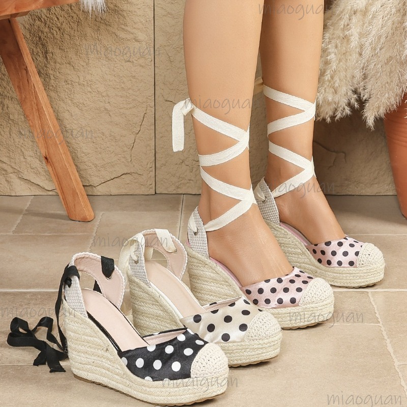 Ribbon Tie Heel - 2026 New Spring Summer Women's Dot