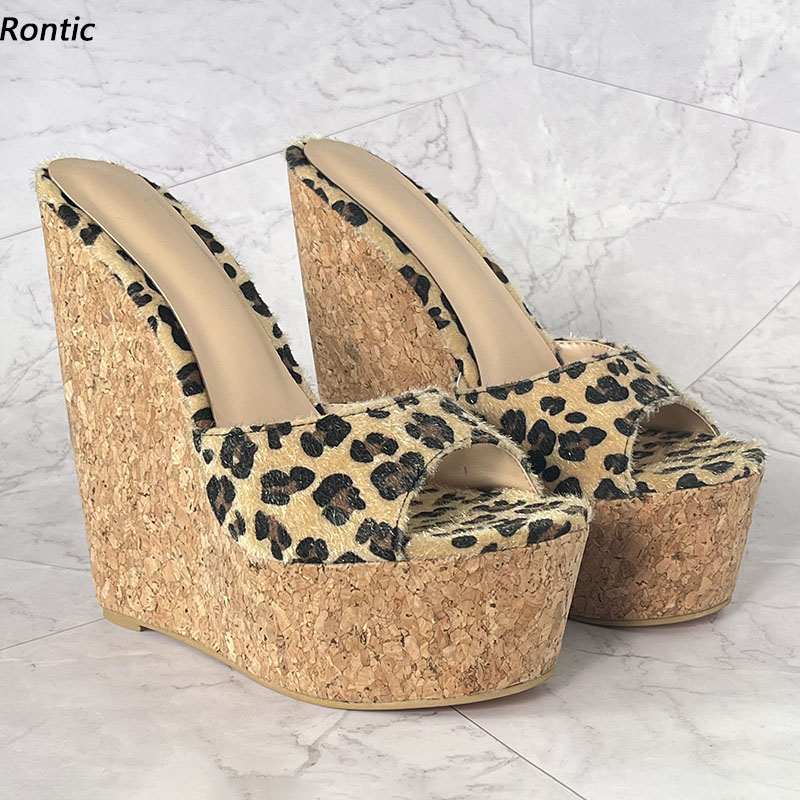 Cork Wedge Sandal - Rontic Handmade Women Platform Mules Sandals