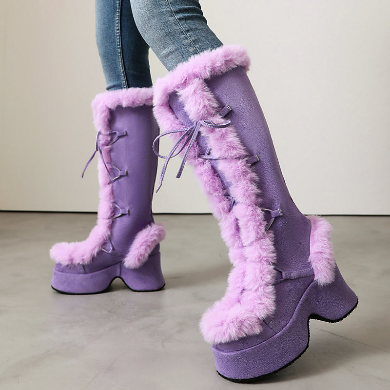 Women'S Shoes Chelsea - Lolita Style Furry Platform Boots for