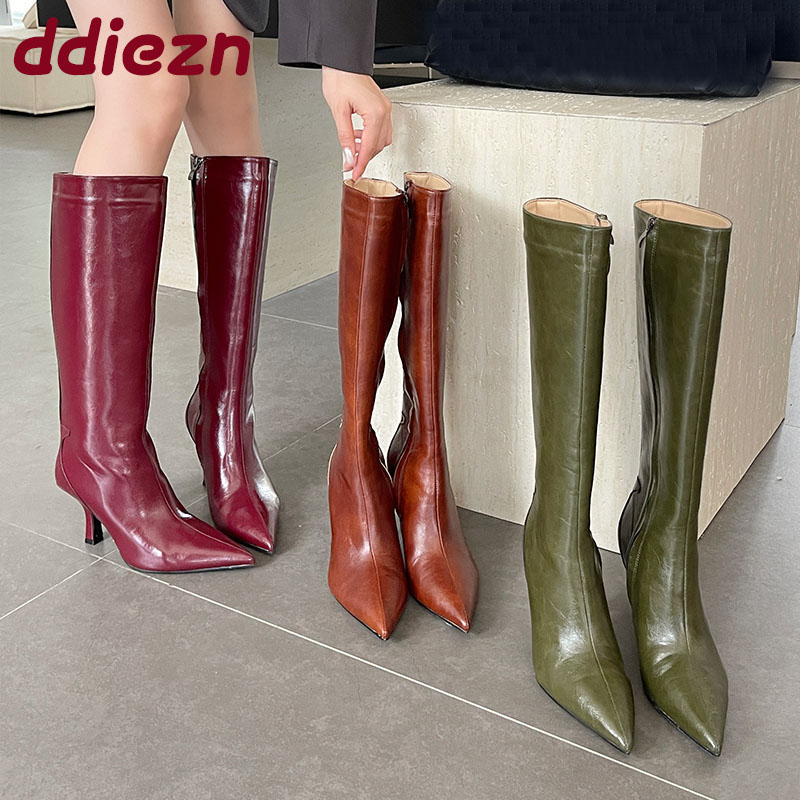 Knee High Boots Women - Fashion Pointed Toe Ladies Knee High