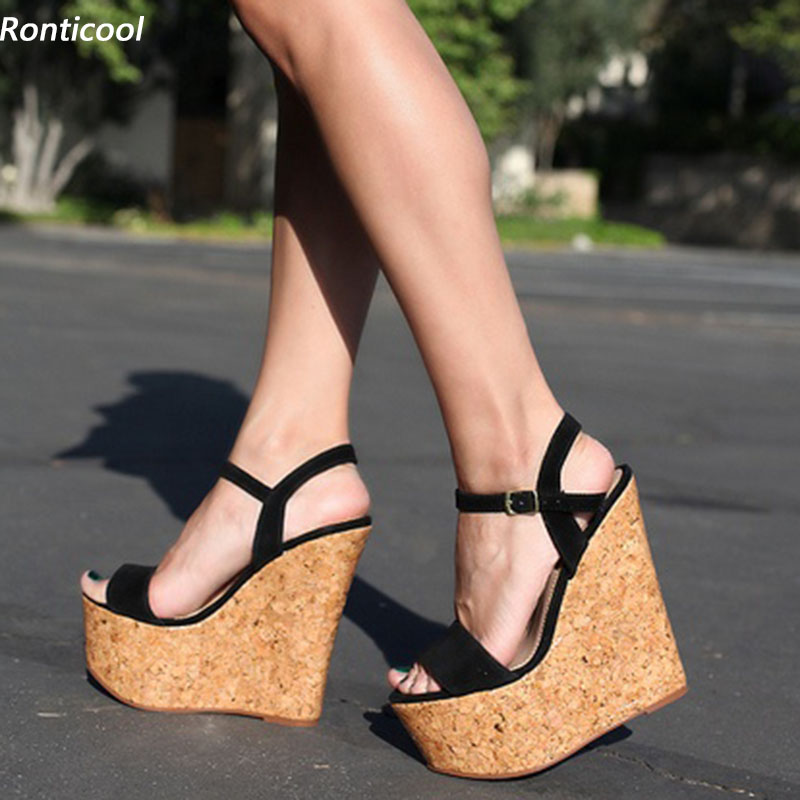 Cork Wedge Sandal - Ronticool Handmade Women Platform Sandals Cork