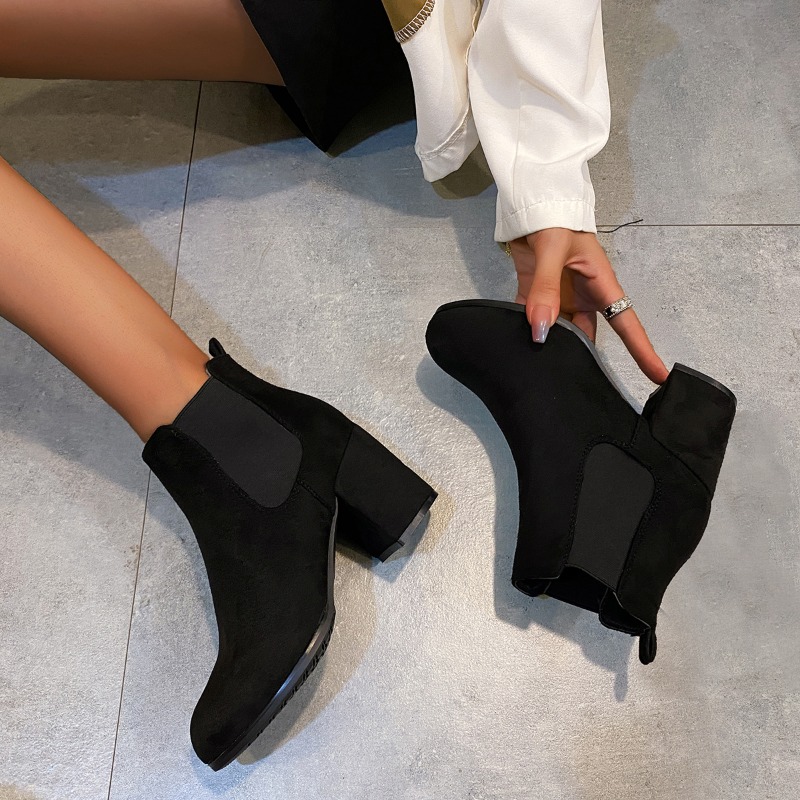Women'S Shoes Chelsea - Women's Ankle Boots Black Faux Suede