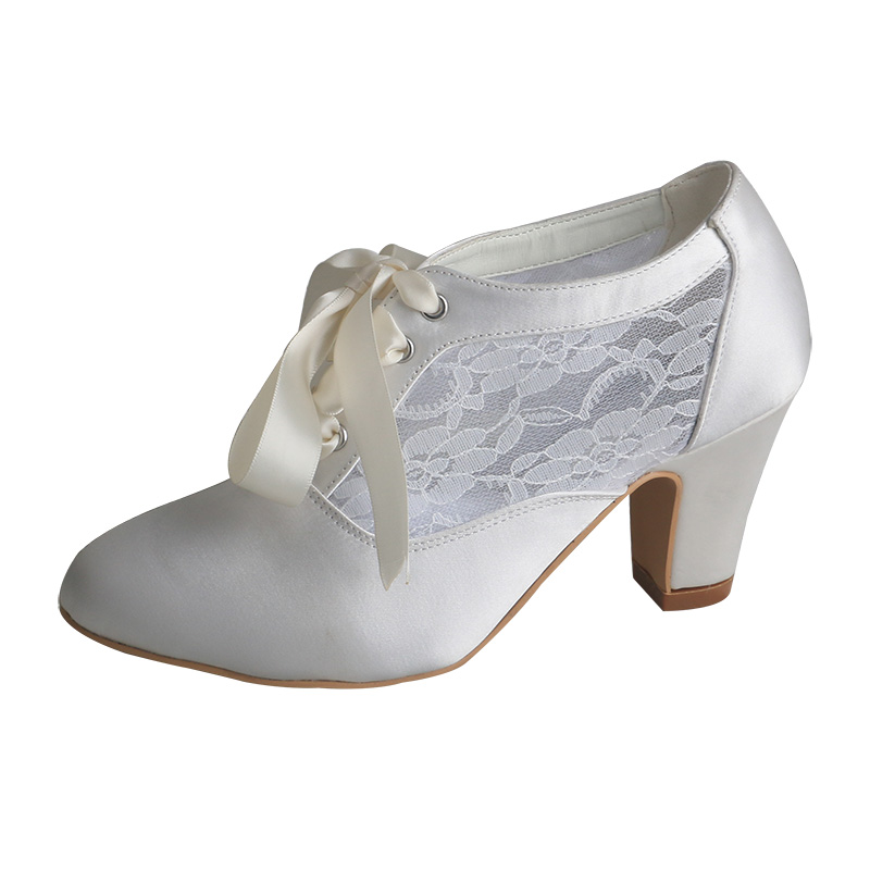Ribbon Tie Heel - Customized Block Heels Bridal Shoes Boots