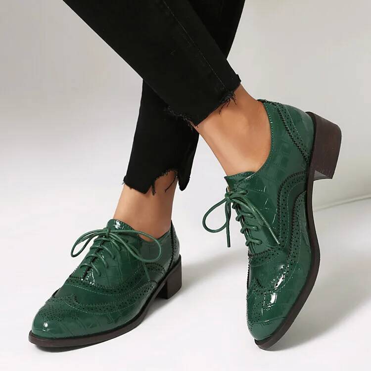 Oxford Lace Up Women - Lace Up Low Heels Women's Single