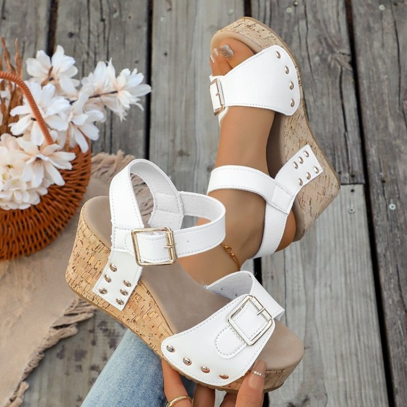 Cork Wedge Sandal - Womens Summer Wedge Sandals Platform High