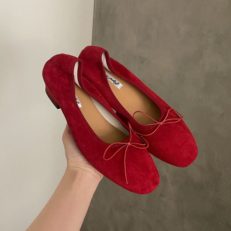 Shoes For Women Flats - Fashion Butterfly-Knot Ladies Slip On Heeled