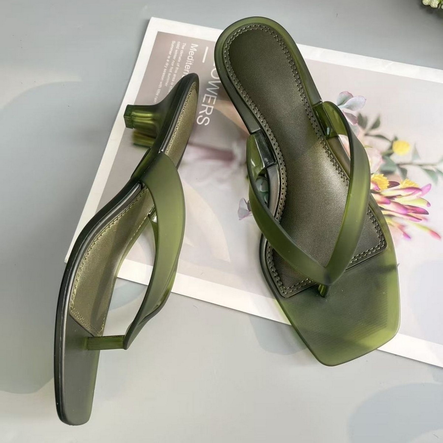 Square Toe Mule - Korean Muted Tone Olive Green PVC
