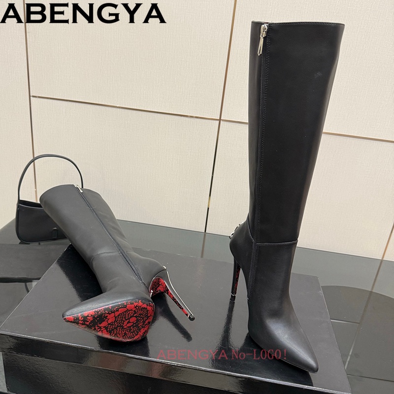 Knee High Boots Women - Sexy Black Leather Knee High Boots