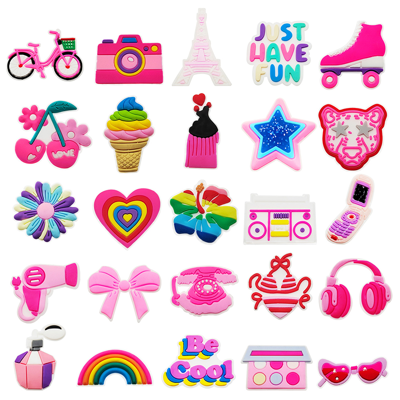 Croc Style Clog - Cute Pink PVC Shoe Charms Pin