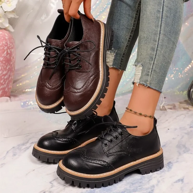 Oxford Lace Up Women - Women Classic Platform Oxford Shoes Stitched