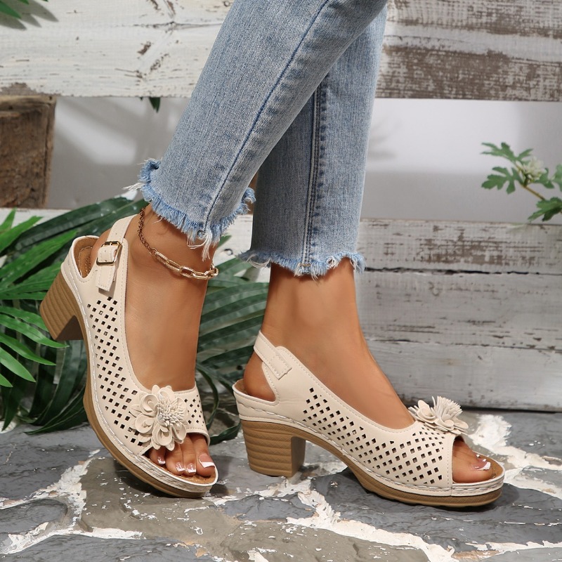 Women Chunky Heel Sandals Summ - Square Toe Mule 评论和价格