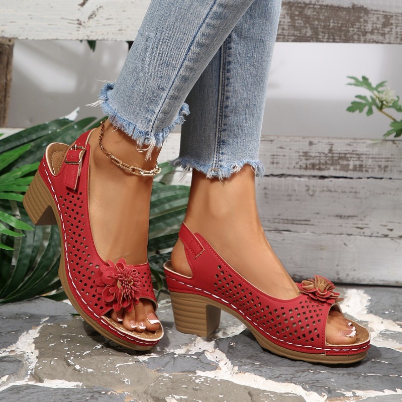 Women Chunky Heel Sandals Summ - Square Toe Mule 评论和价格
