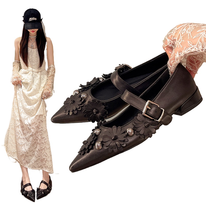 Metal Rivet Buckle Strap Soft  - Shoes For Women Flats 评论和价格