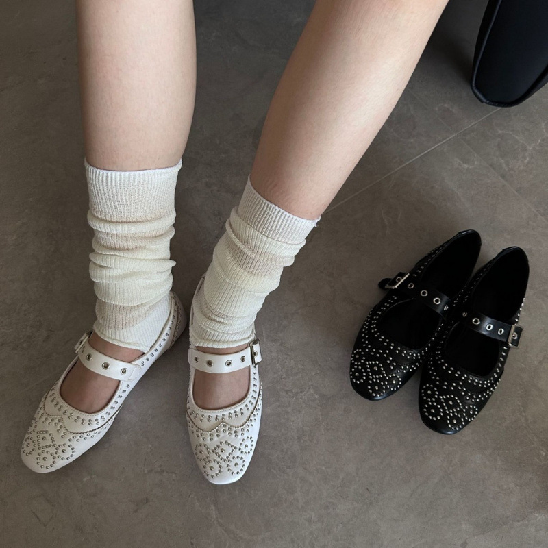 Retro Rivet Buckle Design Flat - Shoes For Women Flats 评论和价格