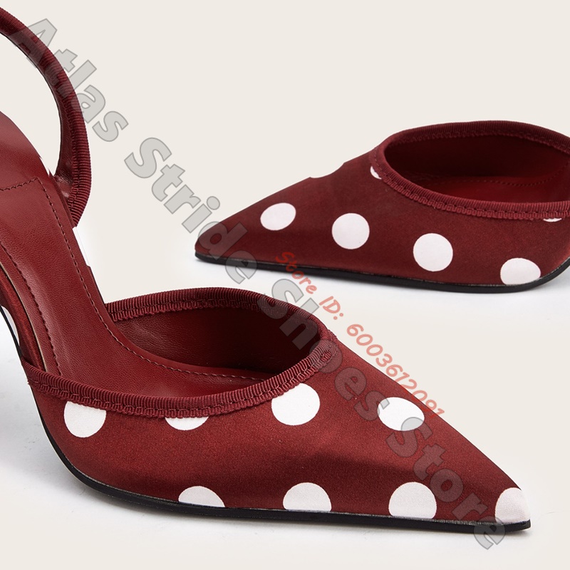 Satin White Polka Dot Pointed  - Ribbon Tie Heel 评论和价格