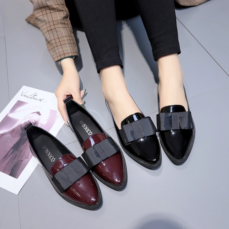 Black/ Wine Red Patent Leather - Shoes For Women Flats 评论和价格