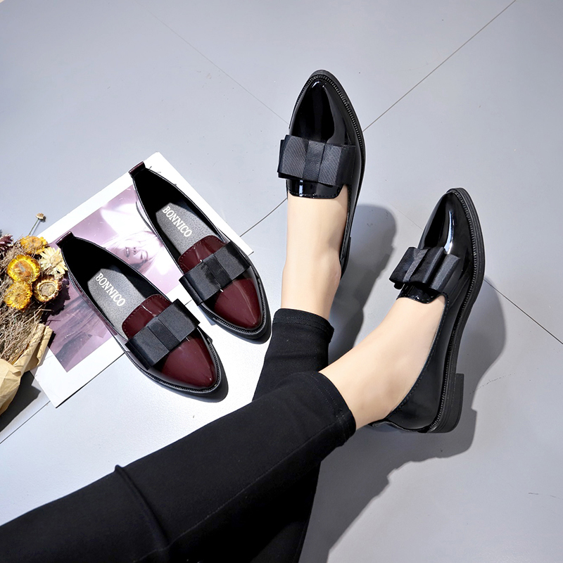 Black/ Wine Red Patent Leather - Shoes For Women Flats 评论和价格