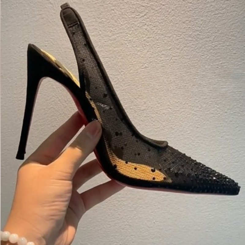 Mesh Rhinestone Rear Empty Sti - Platform Mule Heel 评论和价格