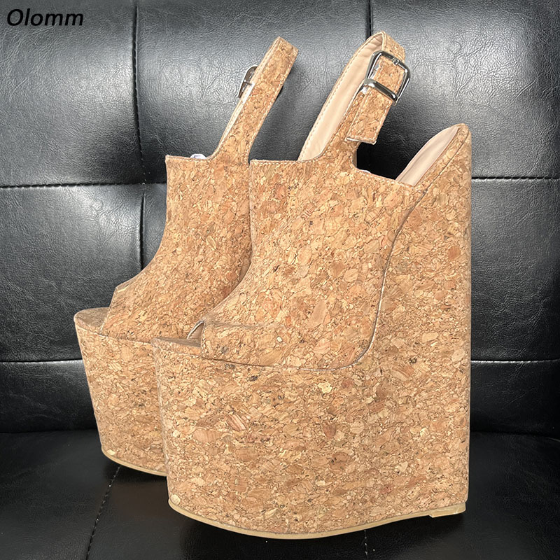 Olomm Handmade Women Summer Pl - Cork Wedge Sandal 评论和价格