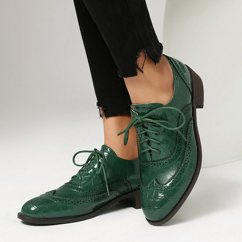 Women Stone Print Brogue Oxfor - Oxford Lace Up Women 评论和价格