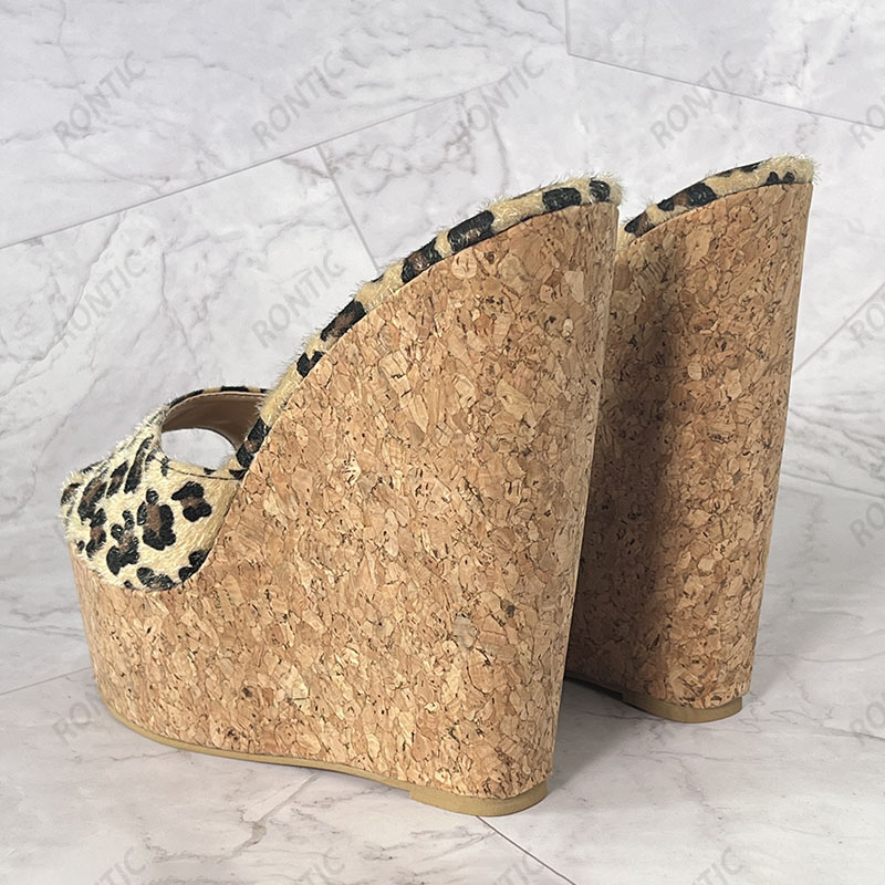 Rontic Handmade Women Platform - Cork Wedge Sandal 评论和价格