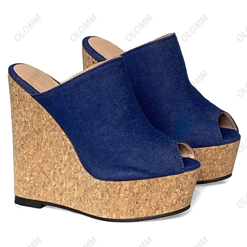 Olomm Handmade Women Mules San - Cork Wedge Sandal 评论和价格