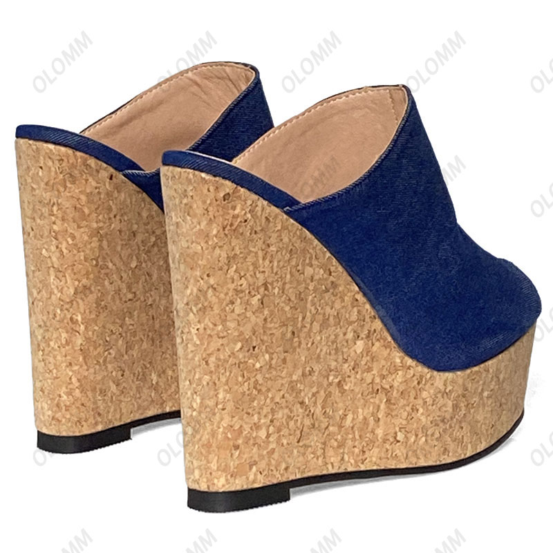 Olomm Handmade Women Mules San - Cork Wedge Sandal 评论和价格