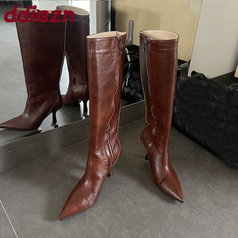 Fashion Pointed Toe Ladies Kne - Knee High Boots Women 评论和价格