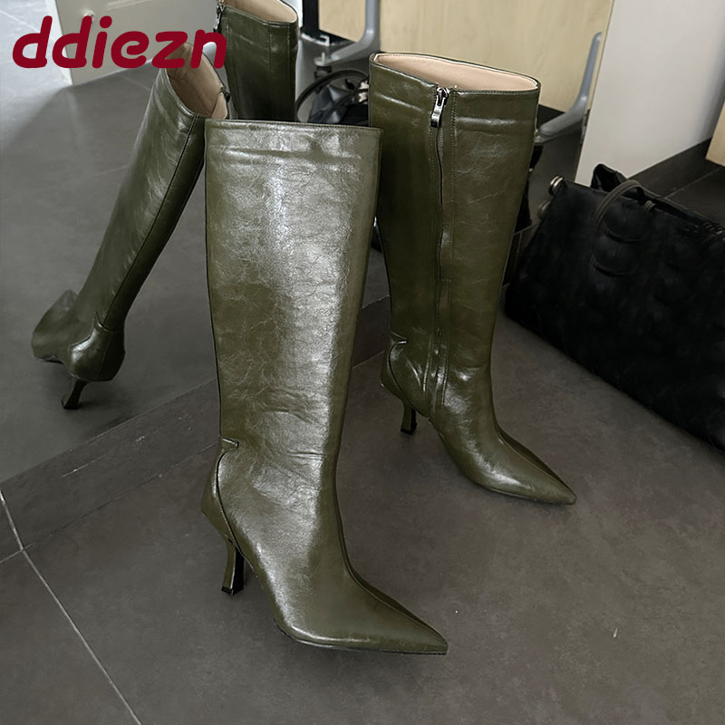 Fashion Pointed Toe Ladies Kne - Knee High Boots Women 评论和价格