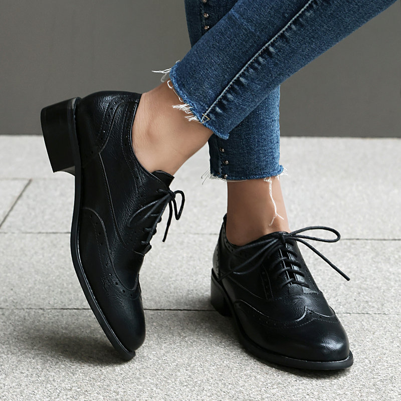 Brogue Oxford Shoes Women Lace - Oxford Lace Up Women 评论和价格