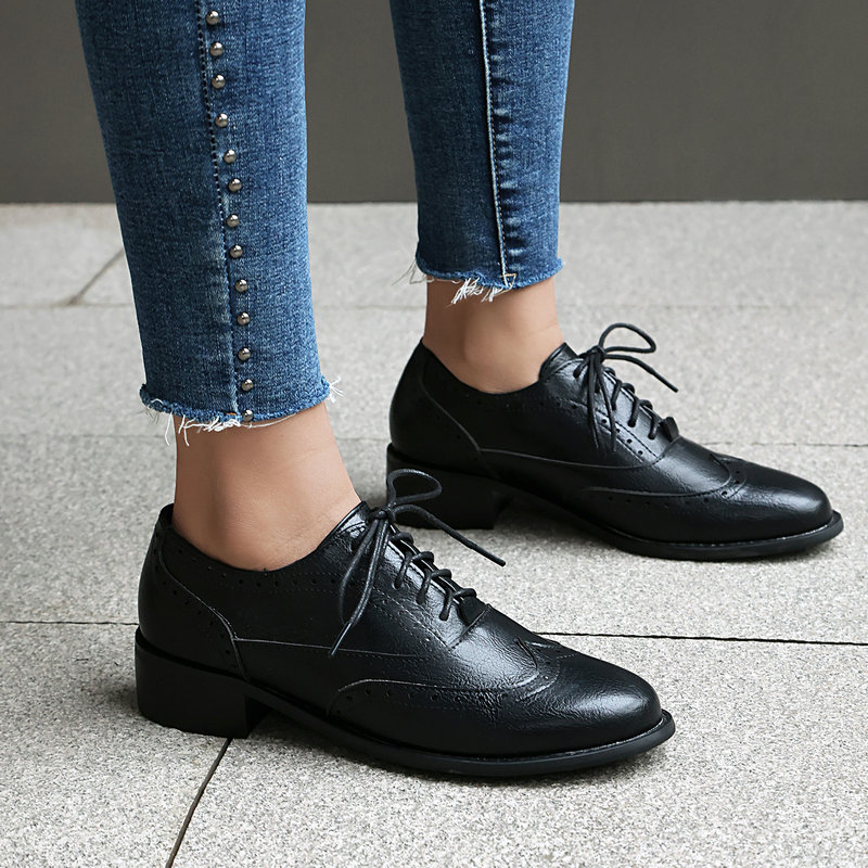 Brogue Oxford Shoes Women Lace - Oxford Lace Up Women 评论和价格