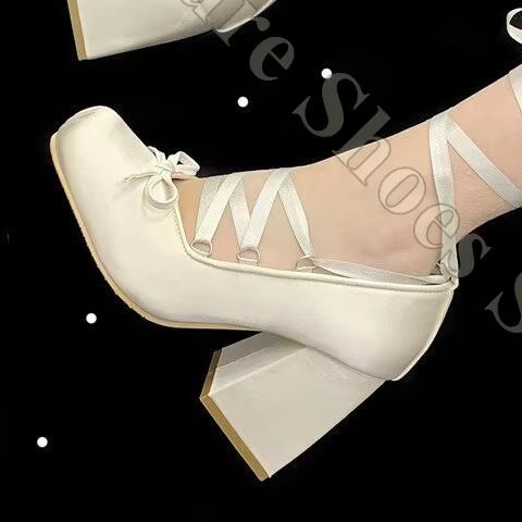 Women Ballet Flats Y2K Satin R - Ribbon Tie Heel 评论和价格