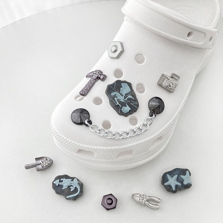 10pcs Dinosaur Fossil Style Cu - Croc Style Clog 评论和价格