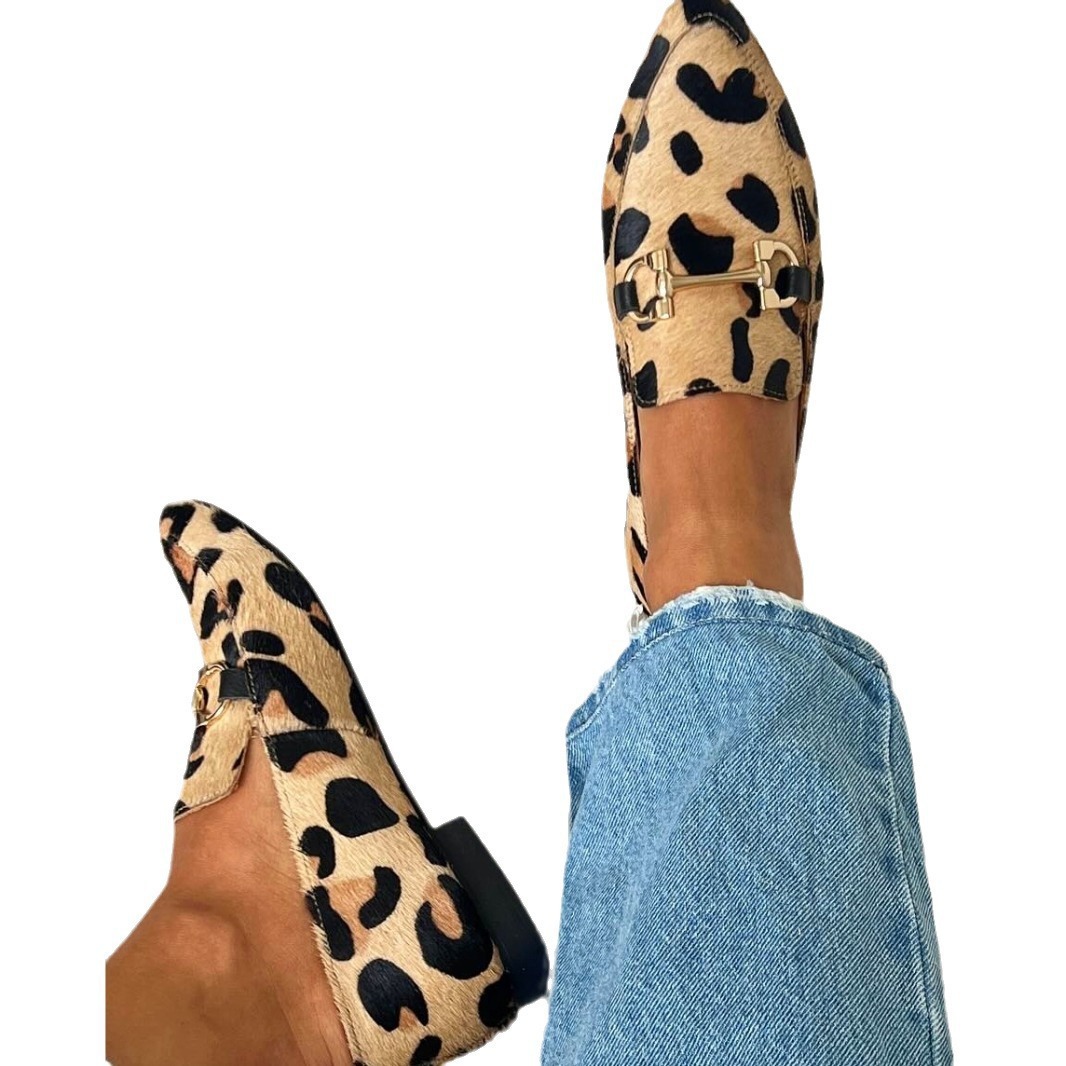 Large Size 40-43 Leopard Print - Square Toe Mule 评论和价格