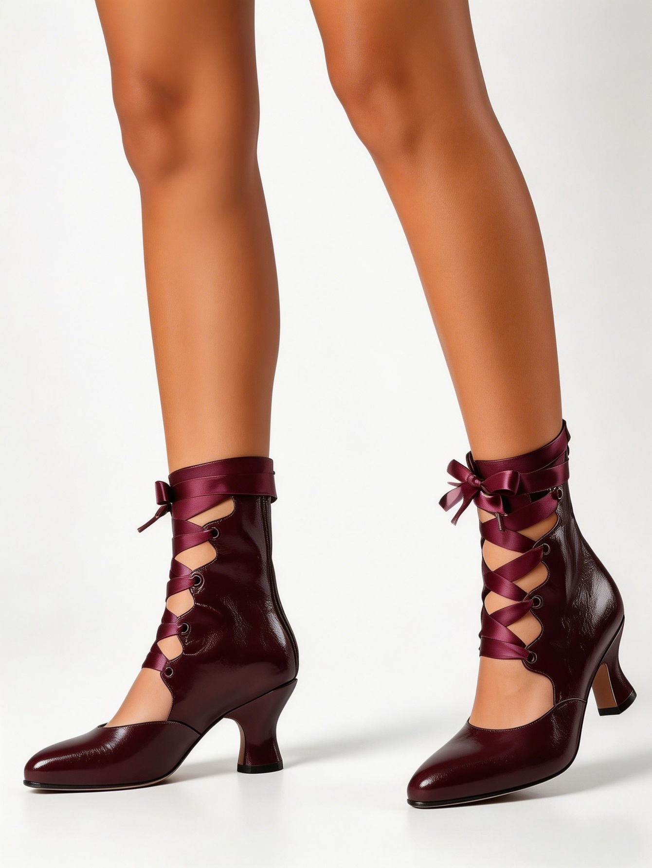 Gothic Lace Up High Heels For  - Ribbon Tie Heel 评论和价格