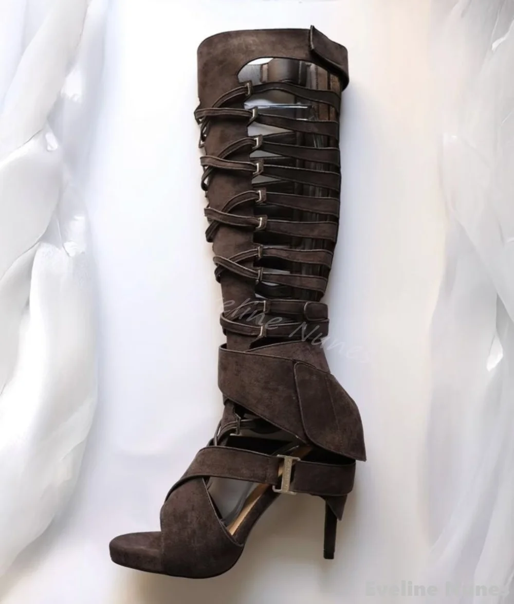 Hollow Flannel Knee High Sanda - Knee High Boots Women 评论和价格