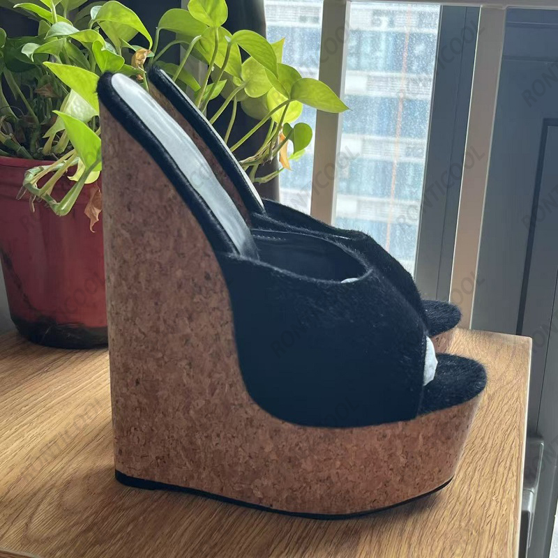 Ronticool Handmade Women's Bla - Cork Wedge Sandal 评论和价格