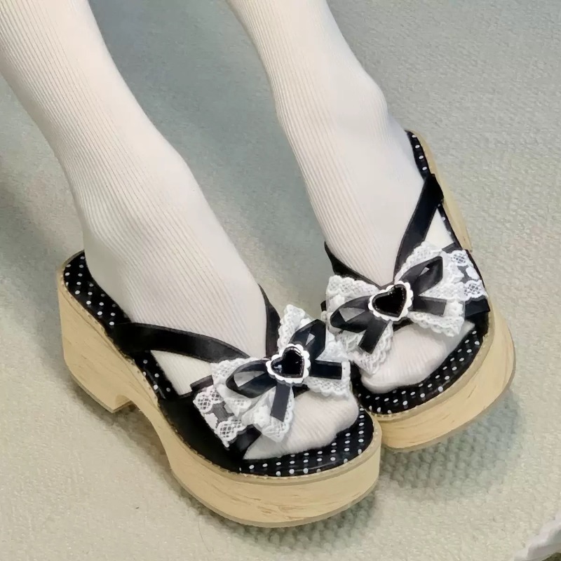 Sweet Bow Wood Grain Thick Bot - Women Shoes Japan 评论和价格