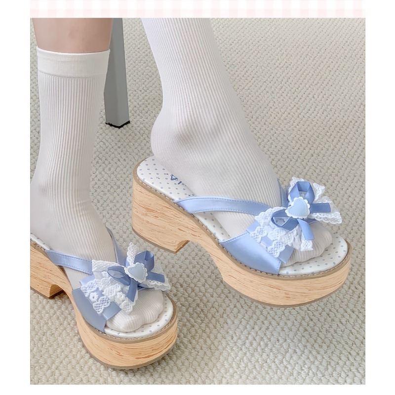 Sweet Bow Wood Grain Thick Bot - Women Shoes Japan 评论和价格