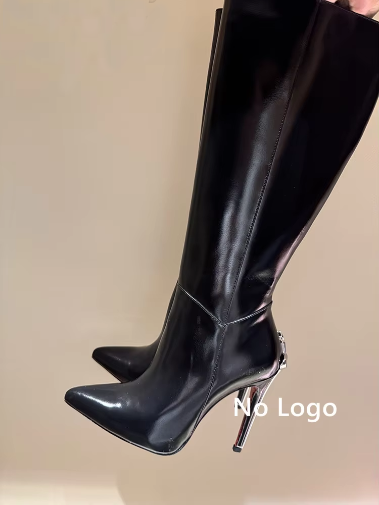 Sexy Black Leather Knee High B - Knee High Boots Women 评论和价格