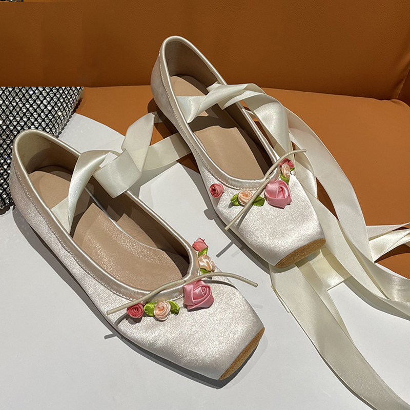 Women Pink Satin Square Toe Lo - Ribbon Tie Heel 评论和价格