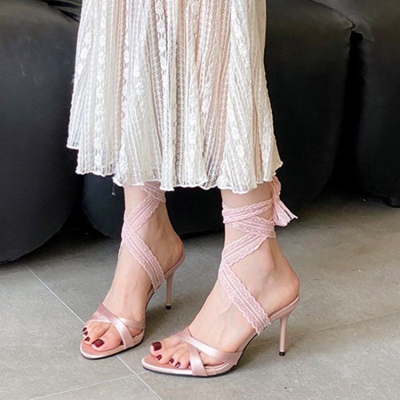 Elegant Women High Heels Sanda - Ribbon Tie Heel 评论和价格