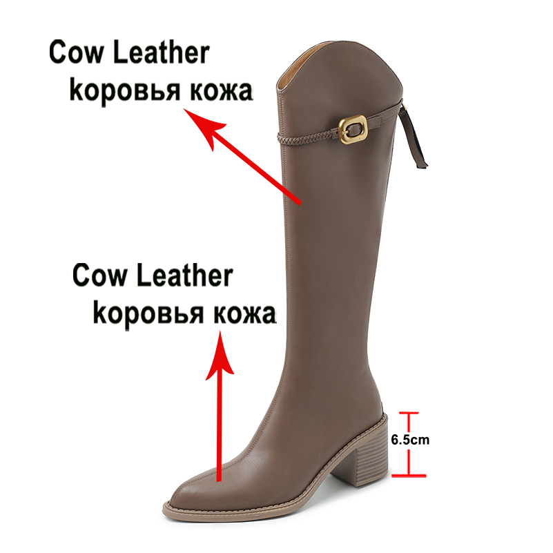 Meotina Women Genuine Leather  - Knee High Boots Women 评论和价格