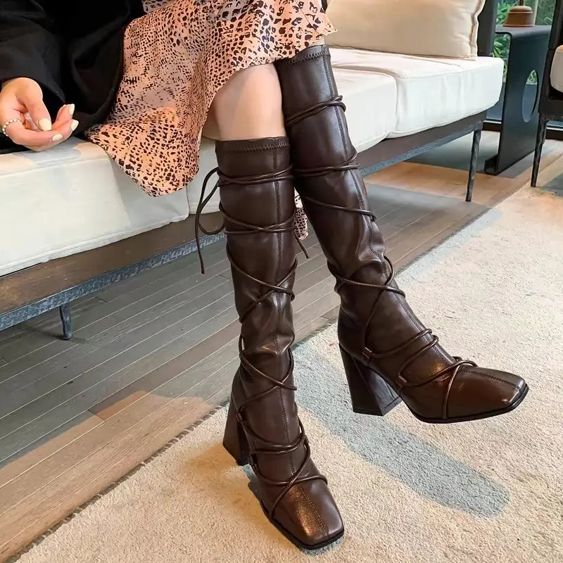 Autumn Winter Leather Strap Kn - Women'S Shoes Trending 2025 评论和价格