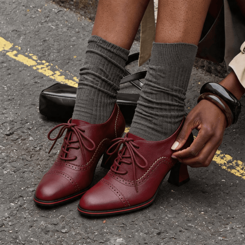 Women’s Faux Leather Brogue Ox - Oxford Lace Up Women 评论和价格