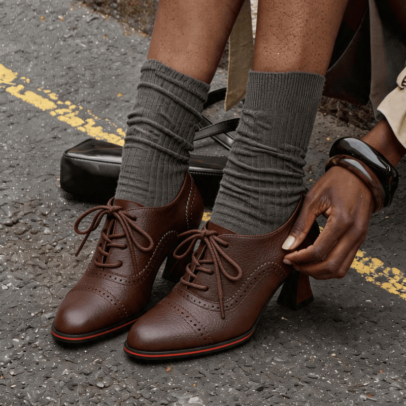 Women’s Faux Leather Brogue Ox - Oxford Lace Up Women 评论和价格