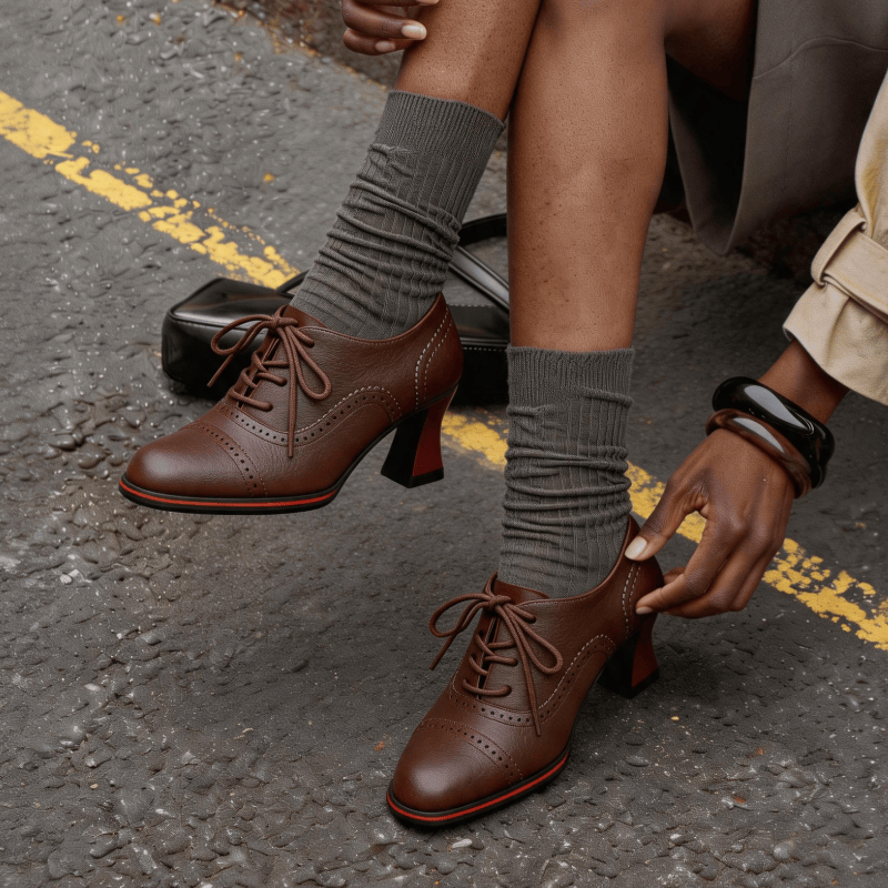 Women’s Faux Leather Brogue Ox - Oxford Lace Up Women 评论和价格